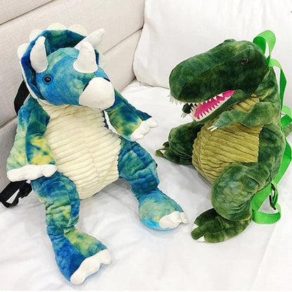 3D Dinosaur Backpack, Plush Dinosaur Zipper Plush Backpack, Adjustable Straps Cartoon Animal Schoolbag, Great Gifts for Kids