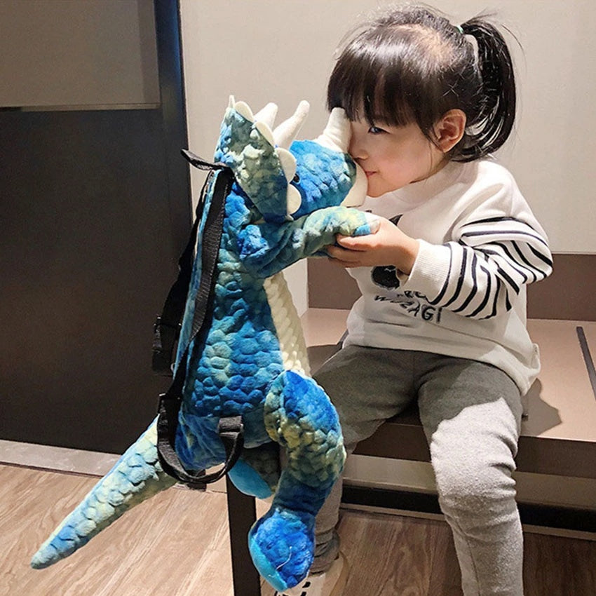 3D Dinosaur Backpack, Plush Dinosaur Zipper Plush Backpack, Adjustable Straps Cartoon Animal Schoolbag, Great Gifts for Kids
