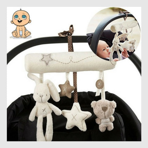 Soft Baby Hanging Rattle Toys Baby Music Plush Activity Crib Stroller Toys Rabbit Star Shape for Toddlers Baby Girls Baby Boys